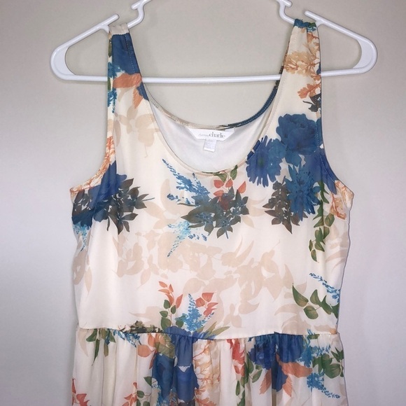 2/$15 Charming Charlie - Blue Cream Floral Sleeveless Mini Dress Size S - Picture 3 of 6